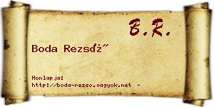 Boda Rezső névjegykártya